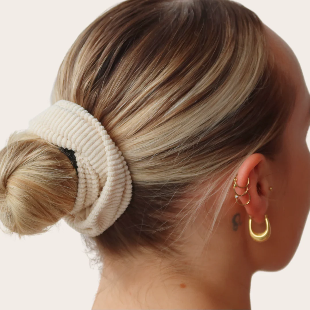 Beige Corduroy Scrunchie - Image 3